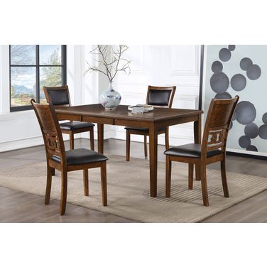 Gia 5 Piece 60 Inch Dining Table and 4 Chairs In Brown