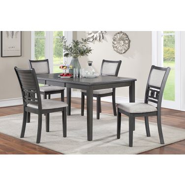 Gia 5 Piece 60 Inch Dining Table and 4 Chairs In Gray