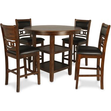 Gia Brown 5 Piece Round Counter Height Dining Room Set