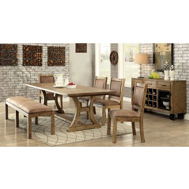 Gianna 96 Inch Dining Table In Rustic Oak and Brown