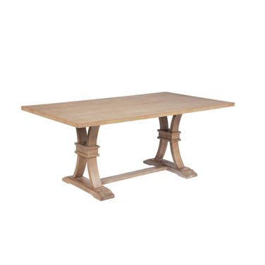 Gigi Wood Double Pedestal Dining Table in Rustic Light Oak