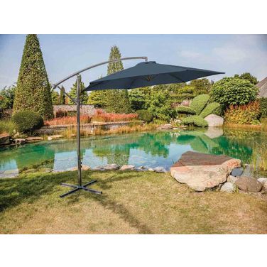 Glam Cantilever Umbrella with Led and Base In Dark Sapphire