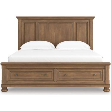 Glarrison California King Panel Storage Bed In Medium Brown