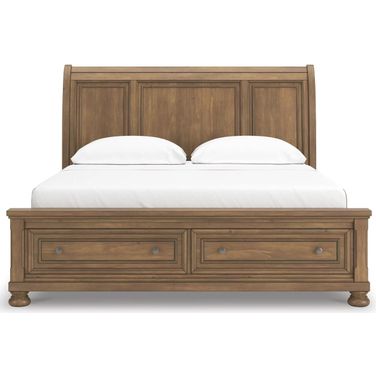 Glarrison California King Storage Sleigh Bed In Medium Brown