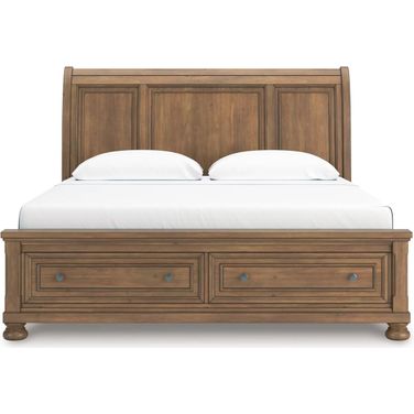 Glarrison King Storage Sleigh Bed In Medium Brown