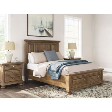 Glarrison Panel Storage Bedroom Set In Medium Brown