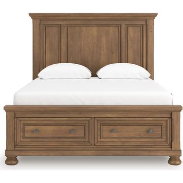 Glarrison Queen Panel Storage Bed In Medium Brown