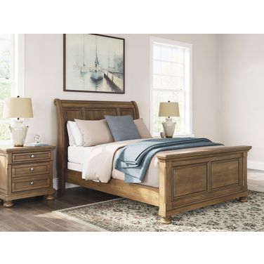 Glarrison Sleigh Bedroom Set In Medium Brown
