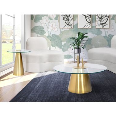 Glassimo Ocassional Table Set In Brushed Gold