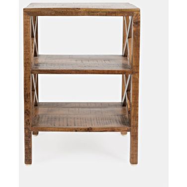Global Archive X-Side Accent Bookcase with 2 Shelves In Amber