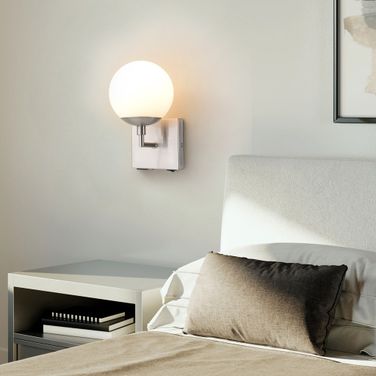 Globe Plug-in 10 Inch Wall Sconce In Satin Nickel