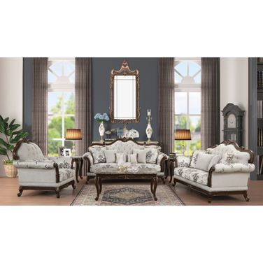 Gloria 3 Piece Button Tufted Living Room Set In White