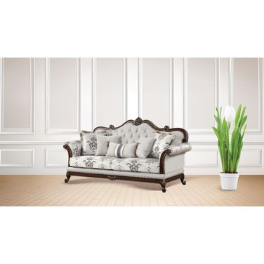 Gloria Button Tufted Sofa In White