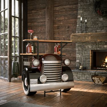 Glory Days Woody Vintage Car Console Table Home Bar In Black