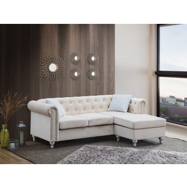 Glory Furniture Raisa Ivory Sofa Chaise