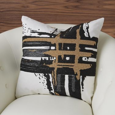 Golden Triple Crosshatch Pillow In White