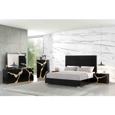 Goldsberg Panel Bedroom Set In Black and Gold