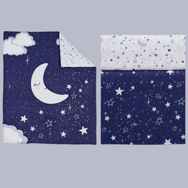 Good Night Moon 3 Piece Crib Bedding Set In Blue and White