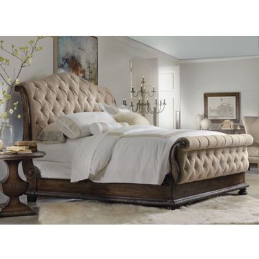 Rhapsody Beige Tufted Sleigh Bedroom Set