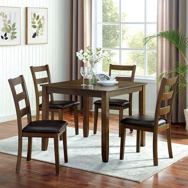 Gracefield 5 Piece Dining Table Set In Walnut and Dark Brown
