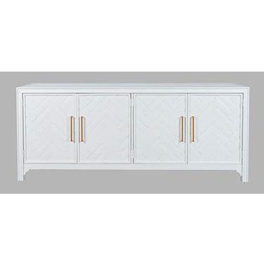 Gramercy Chevron 79 Inch 4 Door Accent Cabinet In Blanc