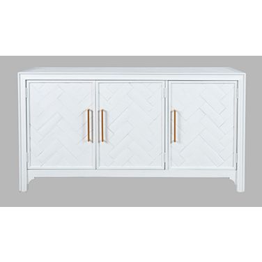 Gramercy Chevron 60 Inch 3 Door Accent Cabinet In Blanc