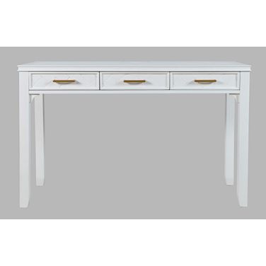 Gramercy Chevron 3 Drawer USB Charging Desk In Blanc