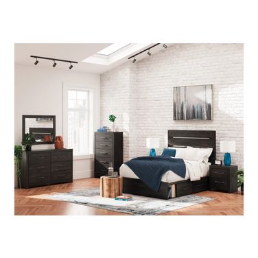 Granaport Twin Panel Bedroom Set with Storage In Dark Gray