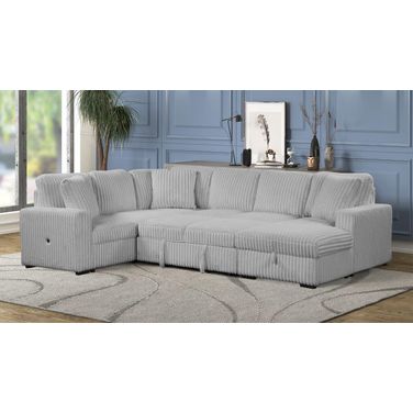 Grande Sectional Sofa with USB-C and Storage Function Made with wood In Gray