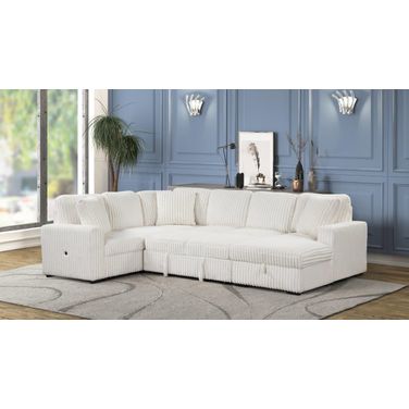 Grande Sectional Sofa with USB-C and Storage Function Made with wood In White
