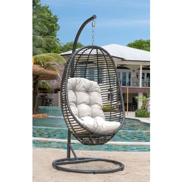 Graphite 2-Piece Hanging Chair with Cushion In Gray