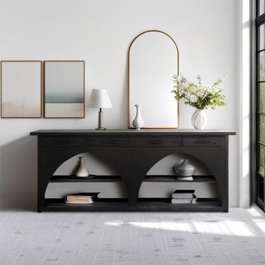 Grayson Highboard Console In Black and Grey