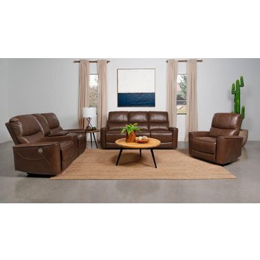 Greenfield Living Room Set In Saddle Brown