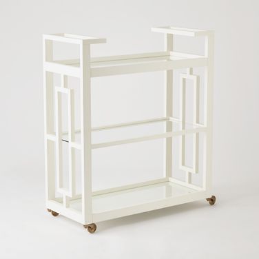Grid Block Bar Cart In White