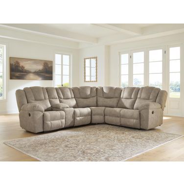 Gridlines 3-Piece LAF Reclining Sectional with Console In Birch