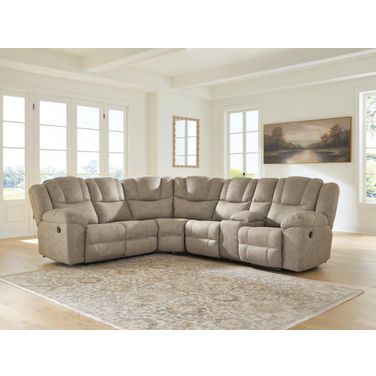 Gridlines 3-Piece RAF Reclining Sectional with Console In Birch
