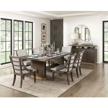 Griffin Rectangular Dining Set In Brown and Gold