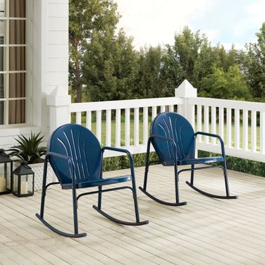 Griffith Retro Outdoor Rocking Chair Set of 2 In Navy Gloss