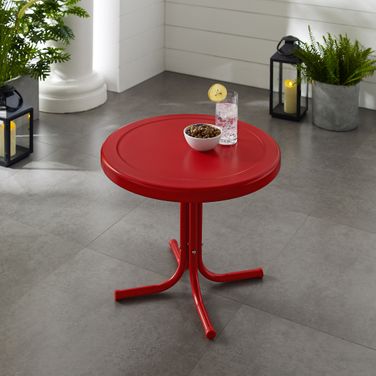 Griffith Retro Outdoor Side Table In Bright Red Gloss