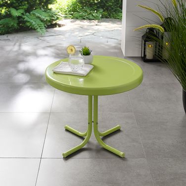 Griffith Retro Outdoor Side Table In Key Lime Gloss