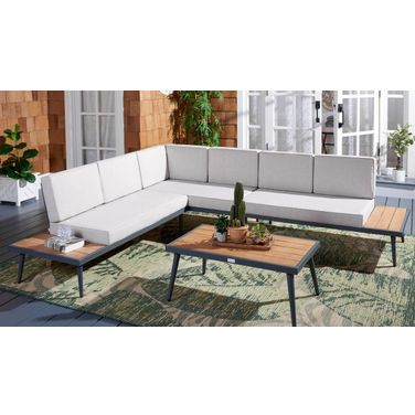 Guthrie Corner Living Set in Natural and Light Grey
