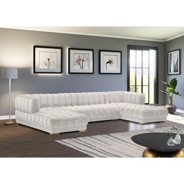Gwen 3-Piece Velvet Sectional In Cream