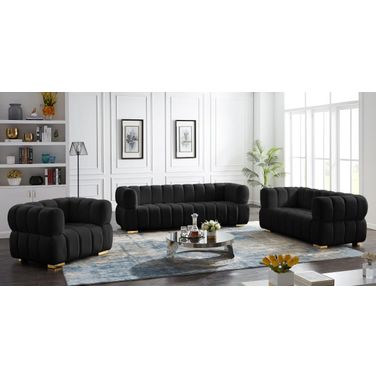 Gwen Living Room Set In Black
