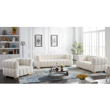Gwen Living Room Set In Cream