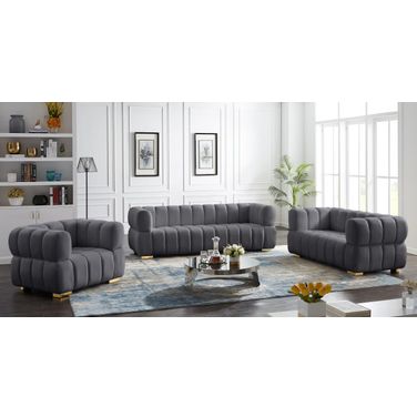 Gwen Living Room Set In Grey