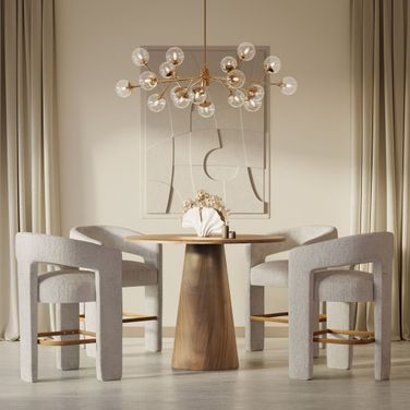 Gwen Luxury Five Piece Counter Height Dining Set with Upholstered Barstools In Natural