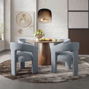 Nash Gwen Luxury Mid-Century Modern Five Piece Dining Set With Upholstered Chairs In Blue
