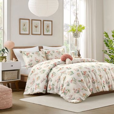 Gwen Mushroom Garden 4 Piece Full/Queen Comforter Set In Green