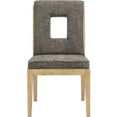 Gwendolyn Linen Textured Fabric Dining Side Chair Set of 2 In Grey and Natural