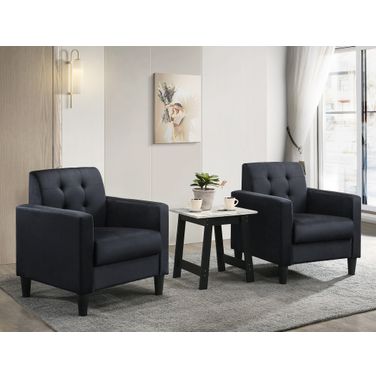 Hale Velvet Armchairs and End Table Living Room Set In Black